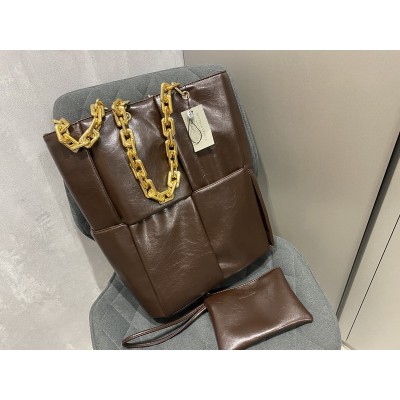 Стильная женская сумка в стиле Bottega Veneta в цвете шоколад арт1273