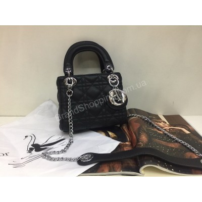 Шикарная сумочка из натуральной кожи Lady Dior mini в черном цвете 1827