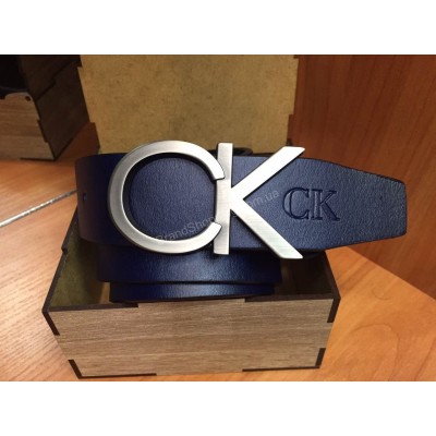 Кожаный ремень Calvin Klein ширина 4см синий 1198