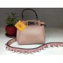 Кожаная женская сумочка Fendi small розовая 1204