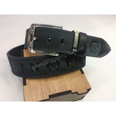 NEW! Мужской кожаный ремень Philipp Plein ширина 4.5см в подарочной упаковке арт 20158