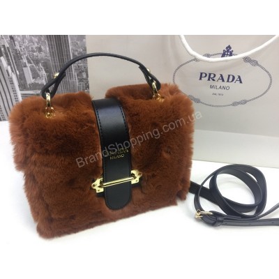 Новинка! Женская сумочка Prada  из меха в брендовой коробке 1731