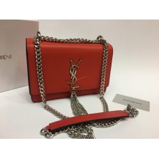 Кожаная брендовая женская сумка YSL lux копия красная 1271