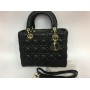 Кожаная стильная сумочка Dior Lady midi black 1276