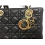 Кожаная стильная сумочка Dior Lady midi black 1276