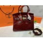 Сумка Hermes Birkin 30см крокодил натуральная кожа в красном цвете арт 21169