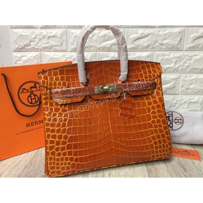 Сумка Hermes Birkin  рептилия 35 см копия класса ААА с номерным знаком арт 20173