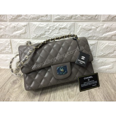 Сумочка Chanel Classic из натуральной кожи в сером цвете арт 20177