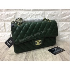 Сумочка Chanel Classic из натуральной кожи в зеленом цвет  арт 20179