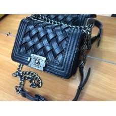 Стильная кожаная  женская Chanel Boy Mini чёрная 3224