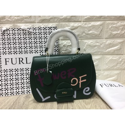 Сумка женская Furla из натуральной кожи в зеленом цвете арт 20233