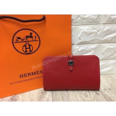 Кошелек Hermes Lux в красном цвете натуральная кожа арт 20243