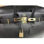 Стильная женская сумочка Hermes Birkin Lux 30см  из натуральной кожи черная 1763