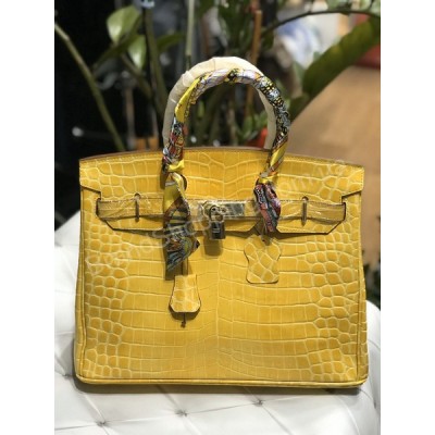 Hermes Birkin Ермес 35см крокодил в желтом цвете арт 21512