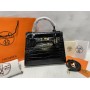 Стильная сумка Hermes Kelly крокодил в  черном цвете арт 20198H