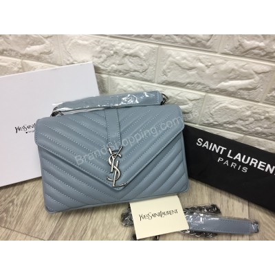 Стильная сумочка YSL из натуральной телячьей кожи  в телячьей кожи в голубом цвете арт 20306