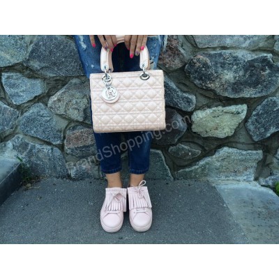 Женская модная сумочка Lady Dior лаковая пудра 368