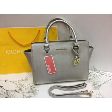 Женская кожаная сумка Michael Kors  Silver 0166s