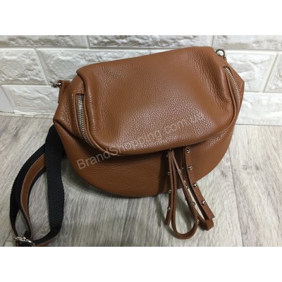 Сумка -бананка из натуральной кожи в рыжем цвете арт 20294