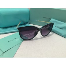 Солнцезащитные очки Tiffany&Co Lux чёрн/синие золотистые дужки 0141