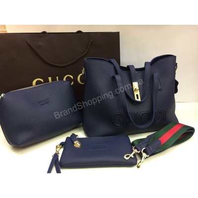 Женская сумочка Gucci в люкс качестве 3в1 цвет синий арт 2096