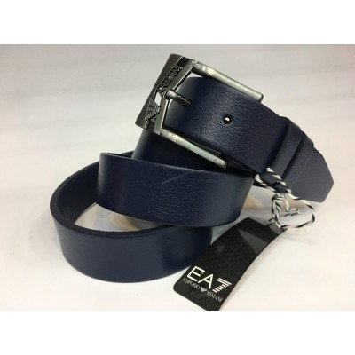 Кожаный ремень Armani синий ширина 3 см 1352