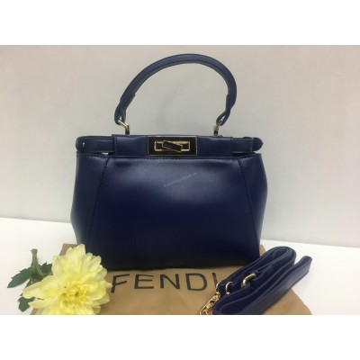 Кожаная сумка Fendi Peekaboo Blue 0283s