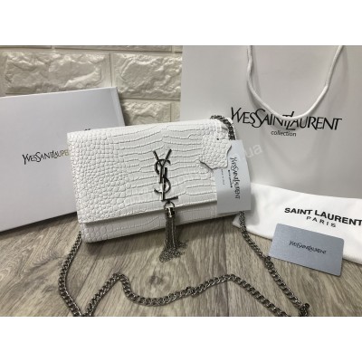 Сумка женская YSL реплика в белом цвете из натуральной кожи арт 20537