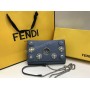 Новинка! Женская кожаная сумка Fendi Lux в полном комплекте в нежно голубом цвете 17685