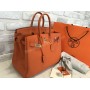 Шикарная сумочка Hermes Birkin lux в оранжевом цвете 35 см 1676