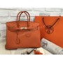 Шикарная сумочка Hermes Birkin lux в оранжевом цвете 35 см 1676