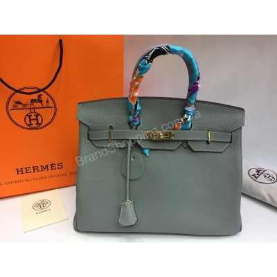Очень красивая сумочка  Hermes Birkin Lux  в нежно-голубом цвете длина 35см  арт 1678