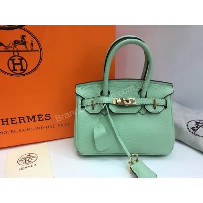 Шикарная сумочка Hermes Birkin 20 см в мятном цвете из натуральной кожи 1695