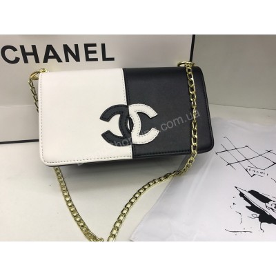 Стильная женская сумка Chanel Lux черно-белая 1459