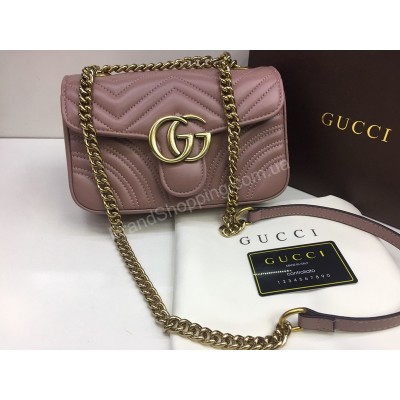 NEW 2018 Женская сумочка Gucci из натуральной кожи в полном комплекте цвет пудра  арт 2085