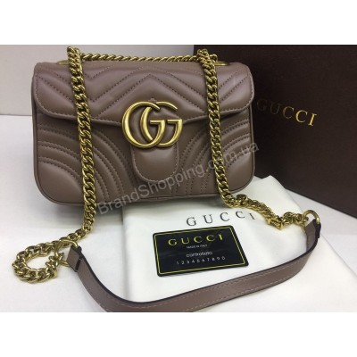 NEW 2018 Хит сезона ультра модная сумка Gucci материл натуральная телячья кожа в коробке цвет темный беж арт 2087