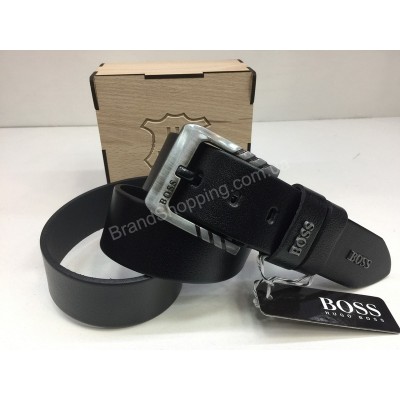Кожаный ремень Hugo Boss черный ширина 4см 1561