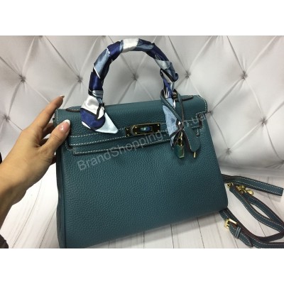 Сумочка Hermes Kelly 28 см из натуральной телячьей кожи в изумрудном цвете реплика класса ААА арт 20354