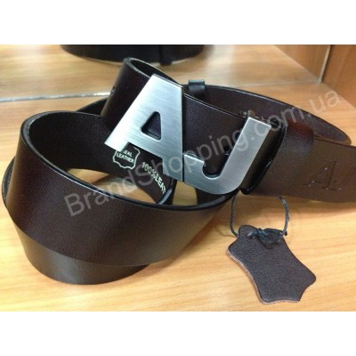Кожаный ремень Armani Jeans 0698 коричневый ширина 4см мужской/женский