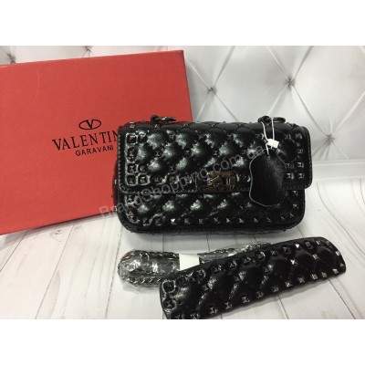Сумочка Valentino из натуральной кожи в черном цвете (реплика) арт 20383