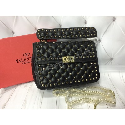 Сумочка из натуральной кожи Valentino в черном цвете (реплика) арт 20385