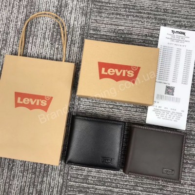 Мужской кошелек Levis черный коричневый арт 20342
