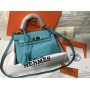 Стильная сумка Hermes Kelly mini из натуральной кожи в голубом цвете арт 20547