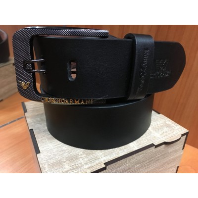 Кожаный ремень Giorgio Armani черный ширина 4,5 см 0649
