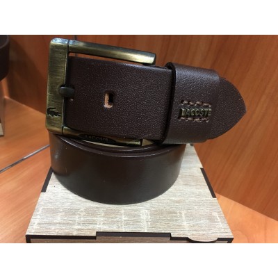 Кожаный ремень Lacoste коричневый ширина 4 см 0646