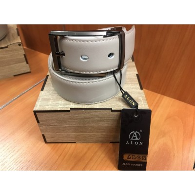 Кожаный ремень Alon ширина 3 см бежево-белый 0645 Кожаный ремень Alon ширина 3 см бежево-белый 0645