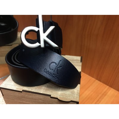 Кожаный ремень Calvin Klein темно синий ширина 3,5 см 0682