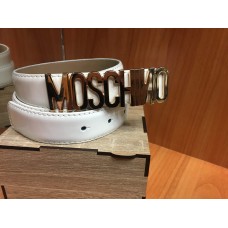 Лаковый ремень Moschino белый ширина 3 см 0688