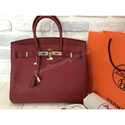 Оригинальная женская сумочка Hermes Birkin 35 см в полном комплекте   из натуральной кожи 1866