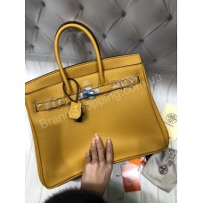 Женская сумка Hermes Birkin 35 см в желтом цвете арт 20415